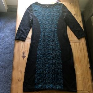 Nine West Bodycon Sweater Dress Turquoise Print